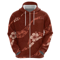 Aloha Hawaii Floral Tapa Hoodie Patchwork Crimson - Polynesian Pride