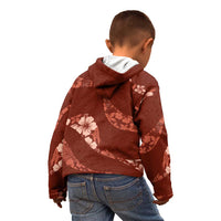 Aloha Hawaii Floral Tapa Kid Hoodie Patchwork Crimson - Polynesian Pride