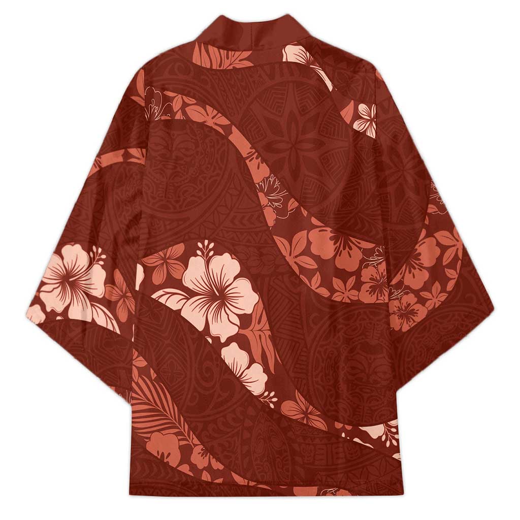 Aloha Hawaii Floral Tapa Kimono Patchwork Crimson - Polynesian Pride