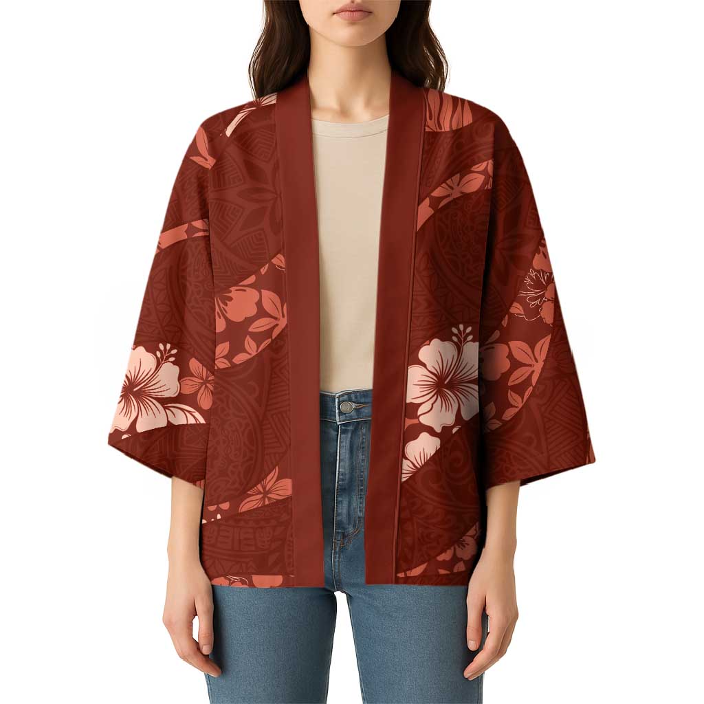 Aloha Hawaii Floral Tapa Kimono Patchwork Crimson - Polynesian Pride