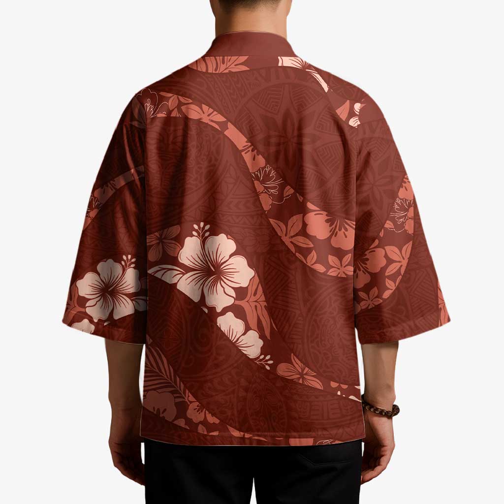 Aloha Hawaii Floral Tapa Kimono Patchwork Crimson - Polynesian Pride