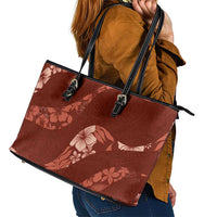 Aloha Hawaii Floral Tapa Leather Tote Bag Patchwork Crimson - Polynesian Pride