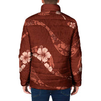 Aloha Hawaii Floral Tapa Padded Jacket Patchwork Crimson - Polynesian Pride