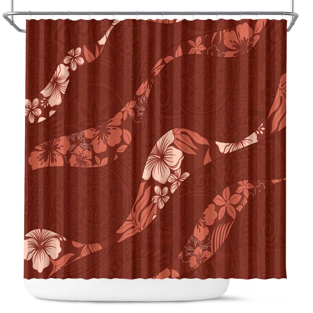Aloha Hawaii Floral Tapa Shower Curtain Patchwork Crimson - Polynesian Pride