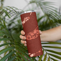 Aloha Hawaii Floral Tapa Skinny Tumbler Patchwork Crimson - Polynesian Pride