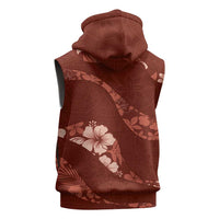 Aloha Hawaii Floral Tapa Sleeveless Zip Hoodie Patchwork Crimson LT7 - Polynesian Pride