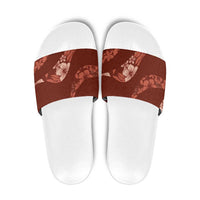 Aloha Hawaii Floral Tapa Slide Sandals Patchwork Crimson LT7 Crimson - Polynesian Pride