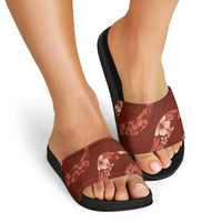 Aloha Hawaii Floral Tapa Slide Sandals Patchwork Crimson LT7 - Polynesian Pride