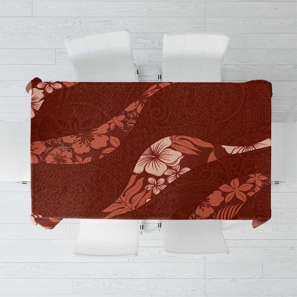 Aloha Hawaii Floral Tapa Tablecloth Patchwork Crimson - Polynesian Pride