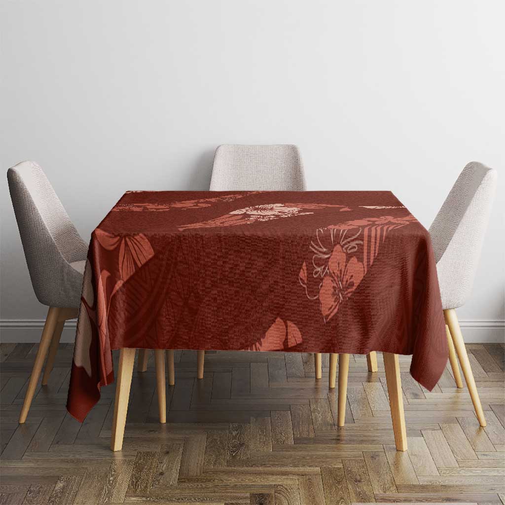 Aloha Hawaii Floral Tapa Tablecloth Patchwork Crimson - Polynesian Pride