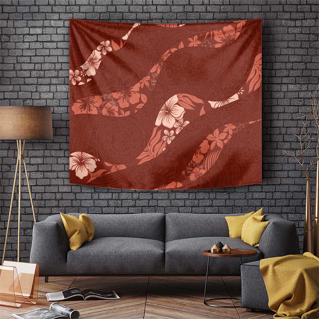Aloha Hawaii Floral Tapa Tapestry Patchwork Crimson - Polynesian Pride