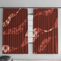 Aloha Hawaii Floral Tapa Window Curtain Patchwork Crimson LT7 With Hooks Crimson - Polynesian Pride