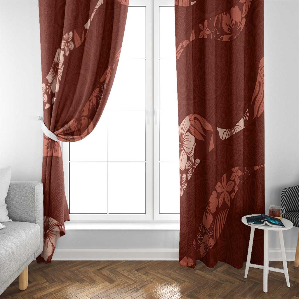 Aloha Hawaii Floral Tapa Window Curtain Patchwork Crimson LT7 - Polynesian Pride