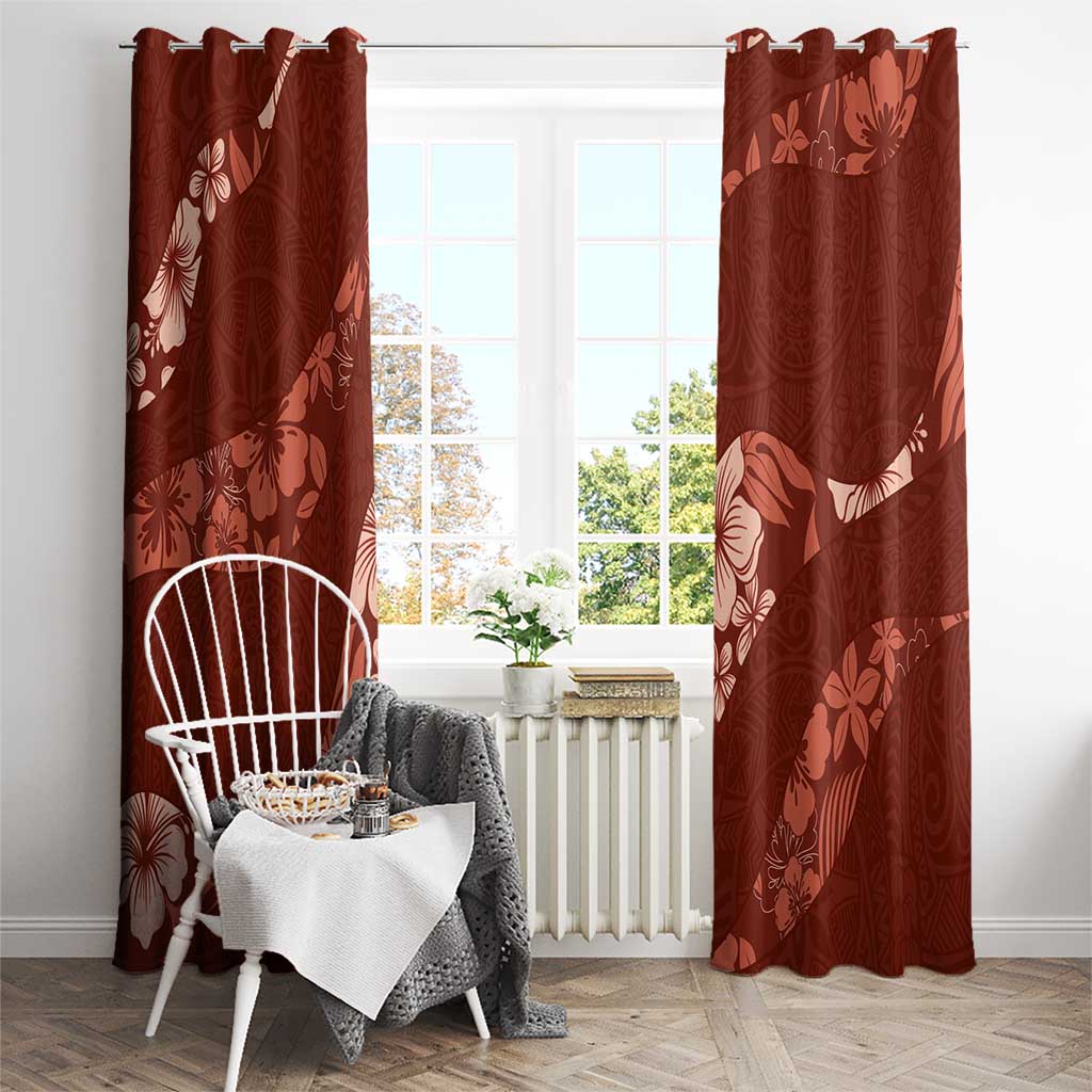 Aloha Hawaii Floral Tapa Window Curtain Patchwork Crimson LT7 - Polynesian Pride