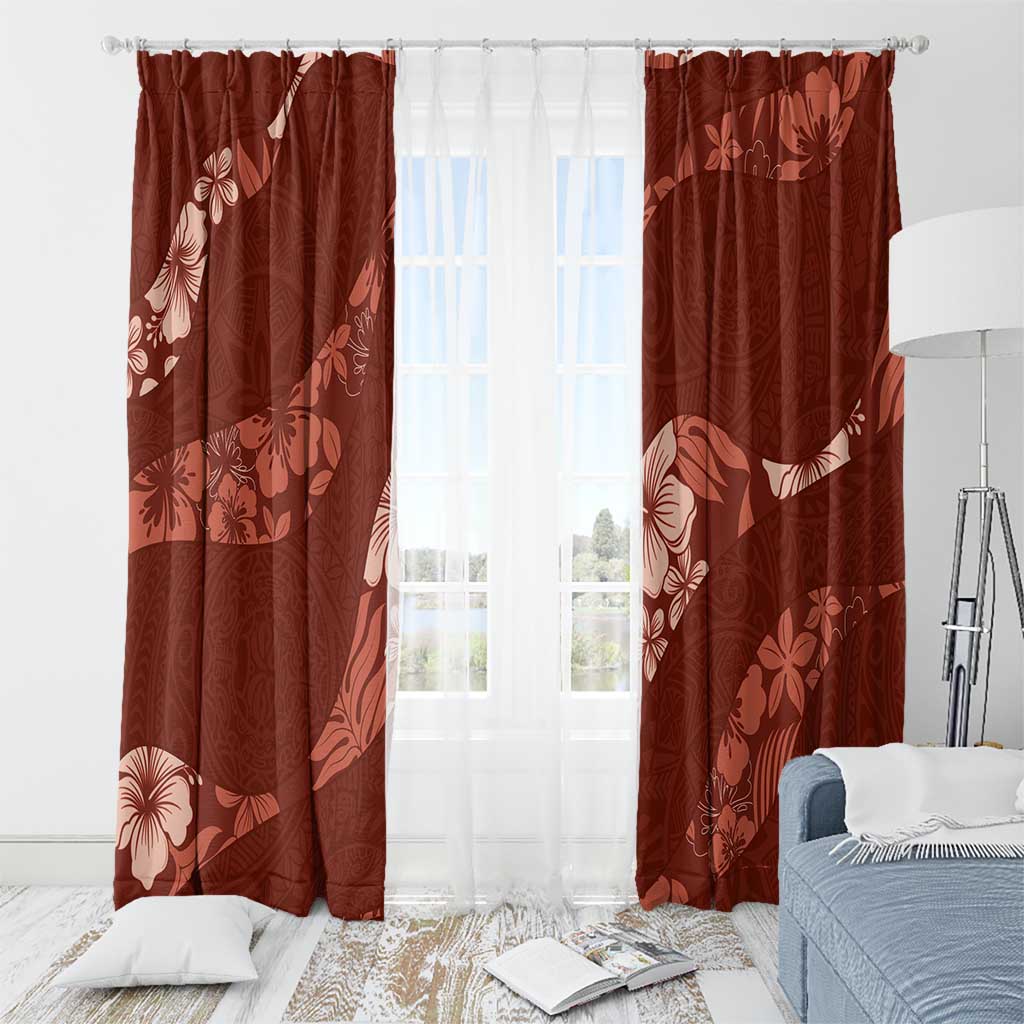 Aloha Hawaii Floral Tapa Window Curtain Patchwork Crimson LT7 - Polynesian Pride