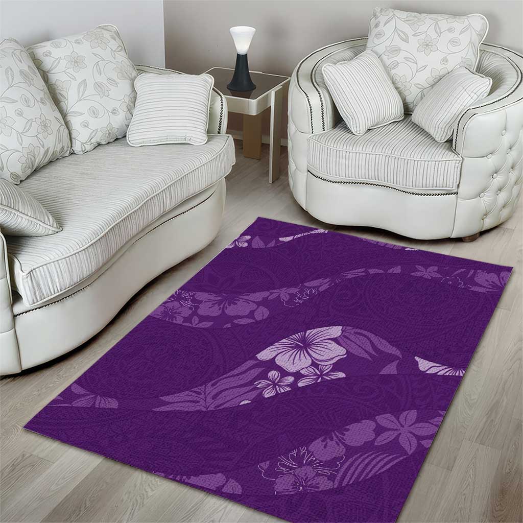 Aloha Hawaii Floral Tapa Area Rug Patchwork Violet - Polynesian Pride