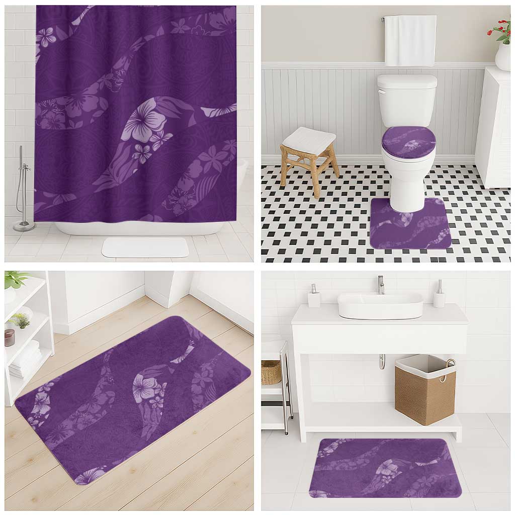 Aloha Hawaii Floral Tapa Bathroom Set Patchwork Violet - Polynesian Pride