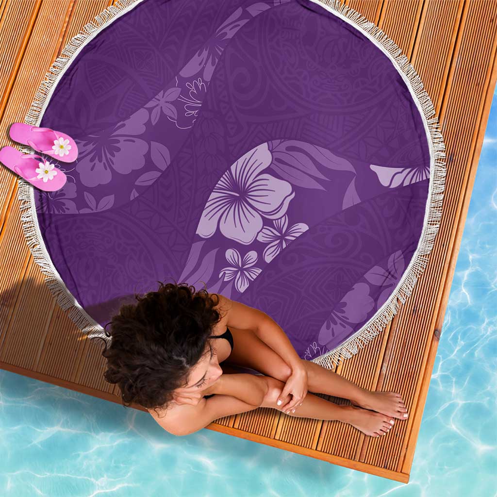 Aloha Hawaii Floral Tapa Beach Blanket Patchwork Violet - Polynesian Pride