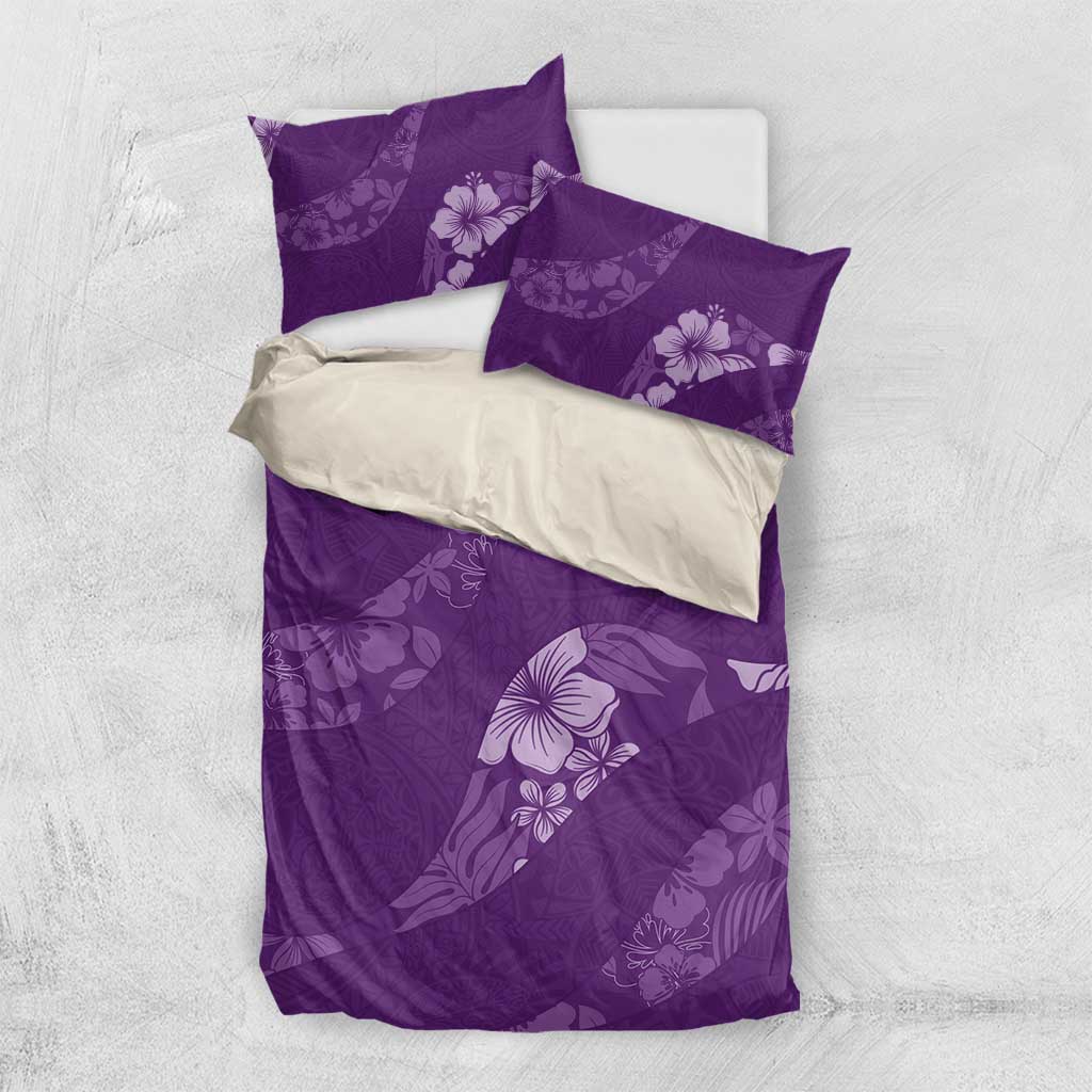 Aloha Hawaii Floral Tapa Bedding Set Patchwork Violet - Polynesian Pride