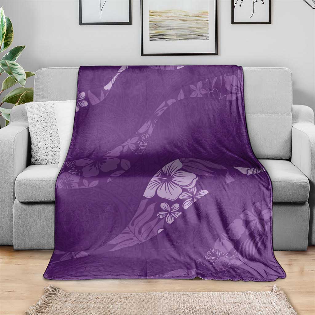 Aloha Hawaii Floral Tapa Blanket Patchwork Violet - Polynesian Pride