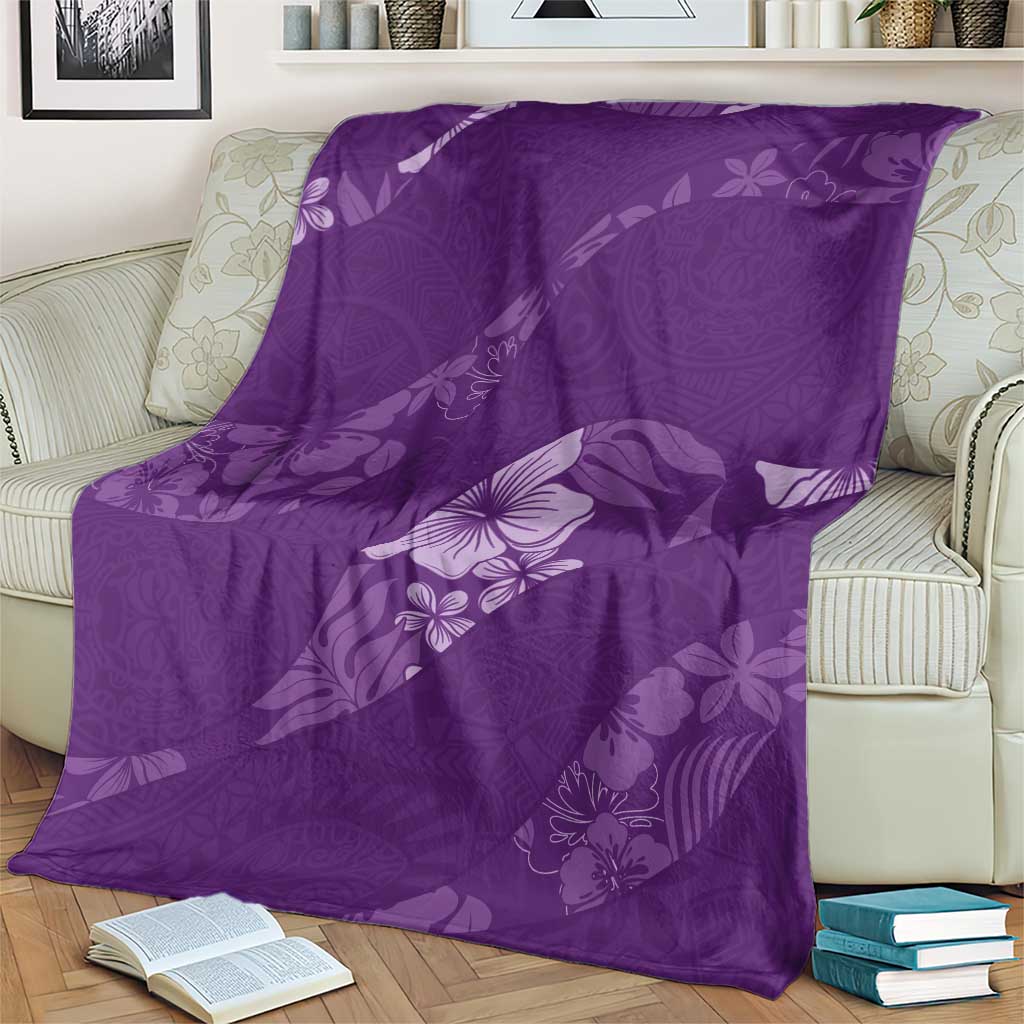 Aloha Hawaii Floral Tapa Blanket Patchwork Violet - Polynesian Pride