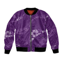 Aloha Hawaii Floral Tapa Bomber Jacket Patchwork Violet LT7 Unisex Violet - Polynesian Pride