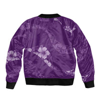 Aloha Hawaii Floral Tapa Bomber Jacket Patchwork Violet LT7 - Polynesian Pride
