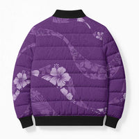 Aloha Hawaii Floral Tapa Bomber Puffer Jacket Patchwork Violet - Polynesian Pride
