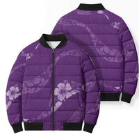 Aloha Hawaii Floral Tapa Bomber Puffer Jacket Patchwork Violet - Polynesian Pride