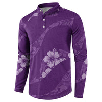 Aloha Hawaii Floral Tapa Button Sweatshirt Patchwork Violet - Polynesian Pride