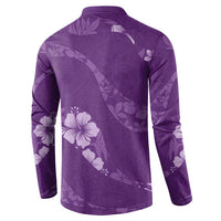 Aloha Hawaii Floral Tapa Button Sweatshirt Patchwork Violet - Polynesian Pride
