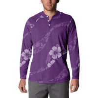 Aloha Hawaii Floral Tapa Button Sweatshirt Patchwork Violet - Polynesian Pride