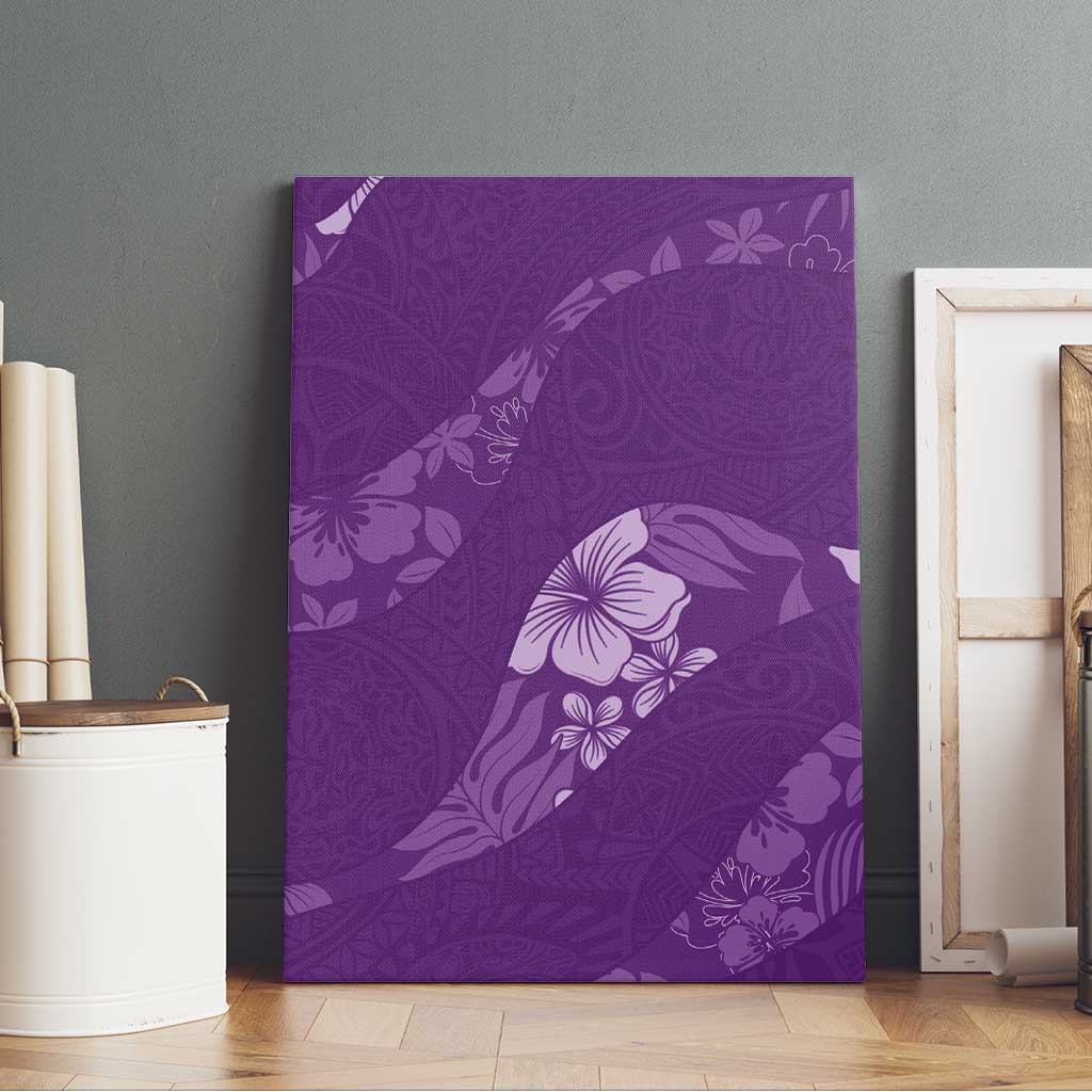 Aloha Hawaii Floral Tapa Canvas Wall Art Patchwork Violet - Polynesian Pride