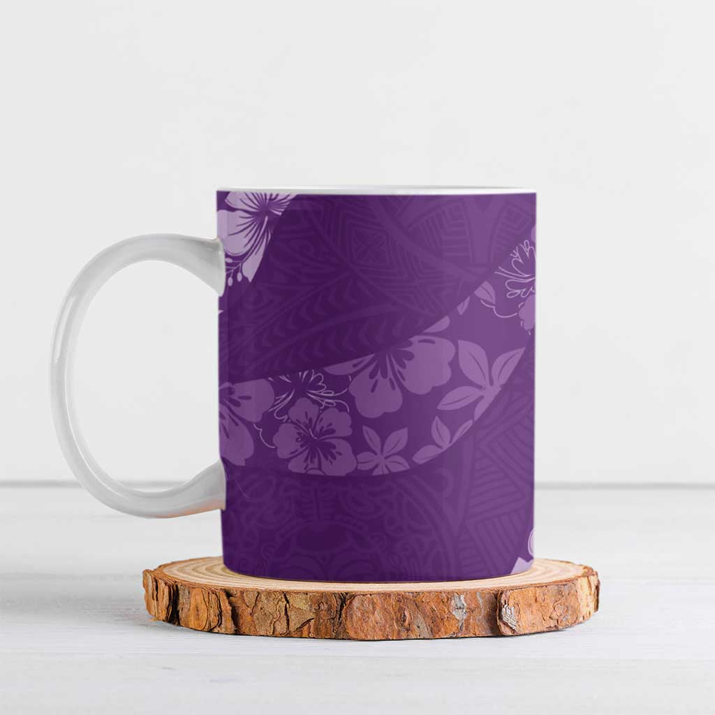 Aloha Hawaii Floral Tapa Ceramic Mug Patchwork Violet - Polynesian Pride