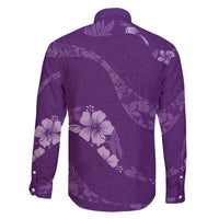 Aloha Hawaii Floral Tapa Family Matching Off Shoulder Short Dress and Hawaiian Shirt Patchwork Violet - Polynesian Pride