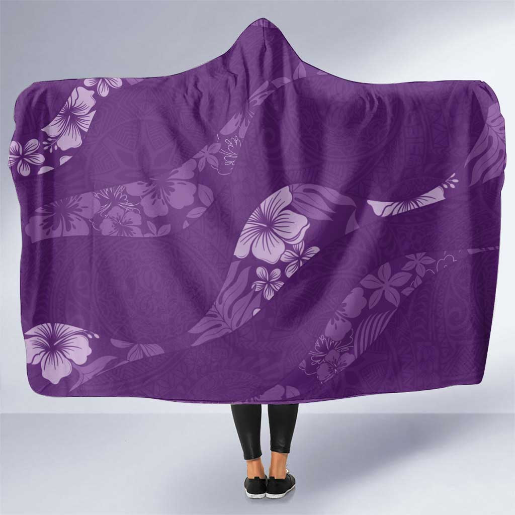 Aloha Hawaii Floral Tapa Hooded Blanket Patchwork Violet - Polynesian Pride