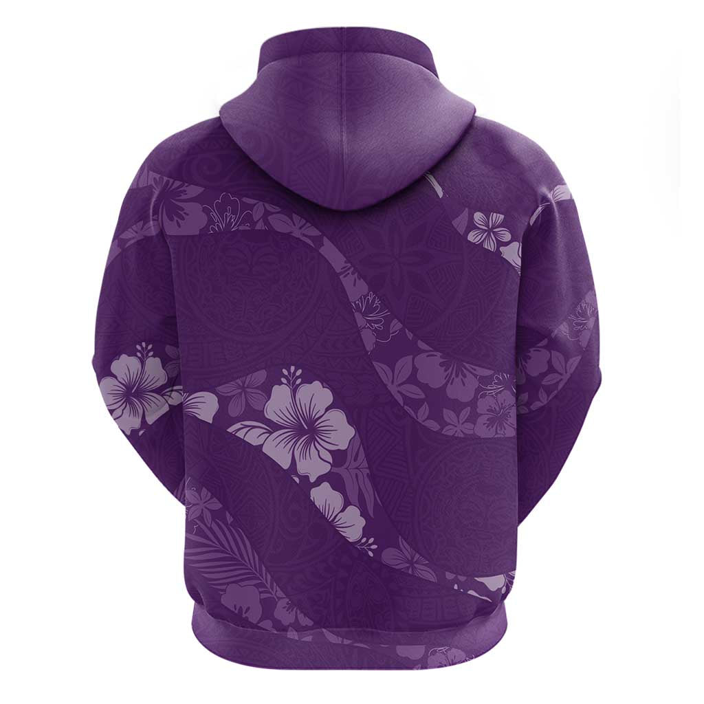 Aloha Hawaii Floral Tapa Hoodie Patchwork Violet - Polynesian Pride