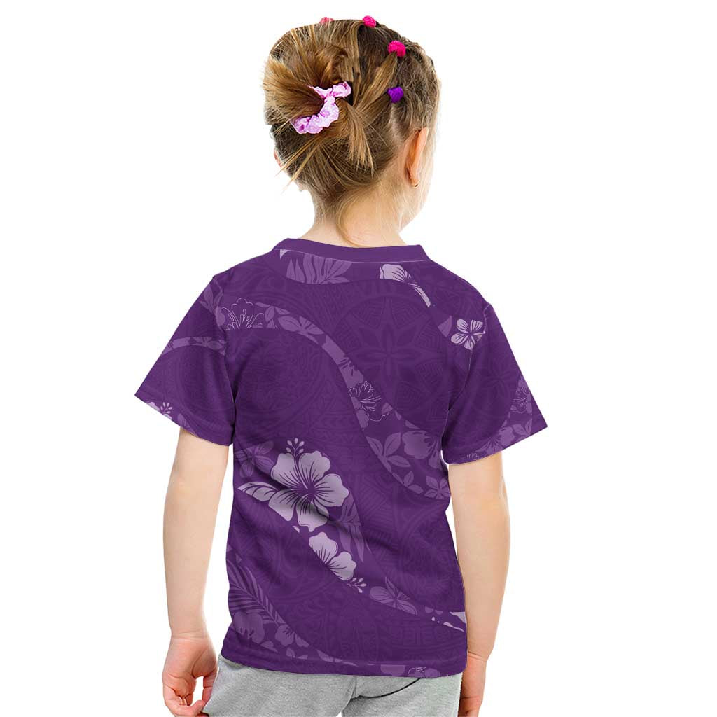 Aloha Hawaii Floral Tapa Kid T Shirt Patchwork Violet - Polynesian Pride