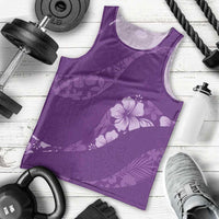 Aloha Hawaii Floral Tapa Men Tank Top Patchwork Violet - Polynesian Pride