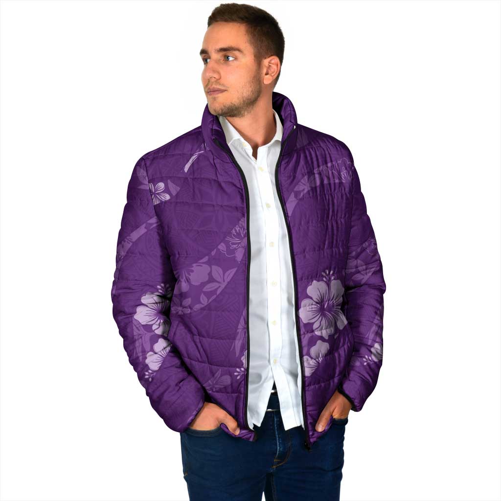 Aloha Hawaii Floral Tapa Padded Jacket Patchwork Violet - Polynesian Pride