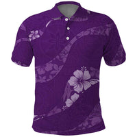 Aloha Hawaii Floral Tapa Polo Shirt Patchwork Violet - Polynesian Pride