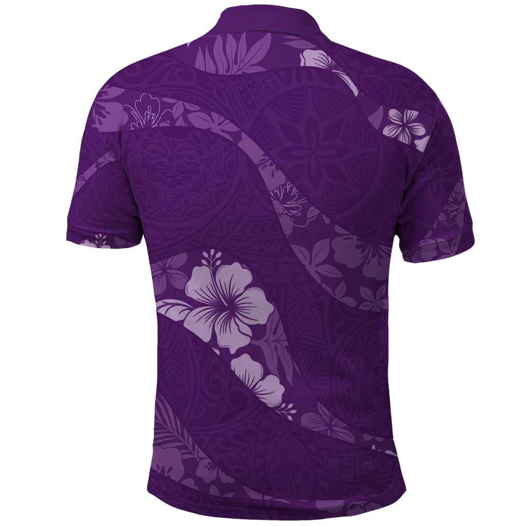 Aloha Hawaii Floral Tapa Polo Shirt Patchwork Violet - Polynesian Pride