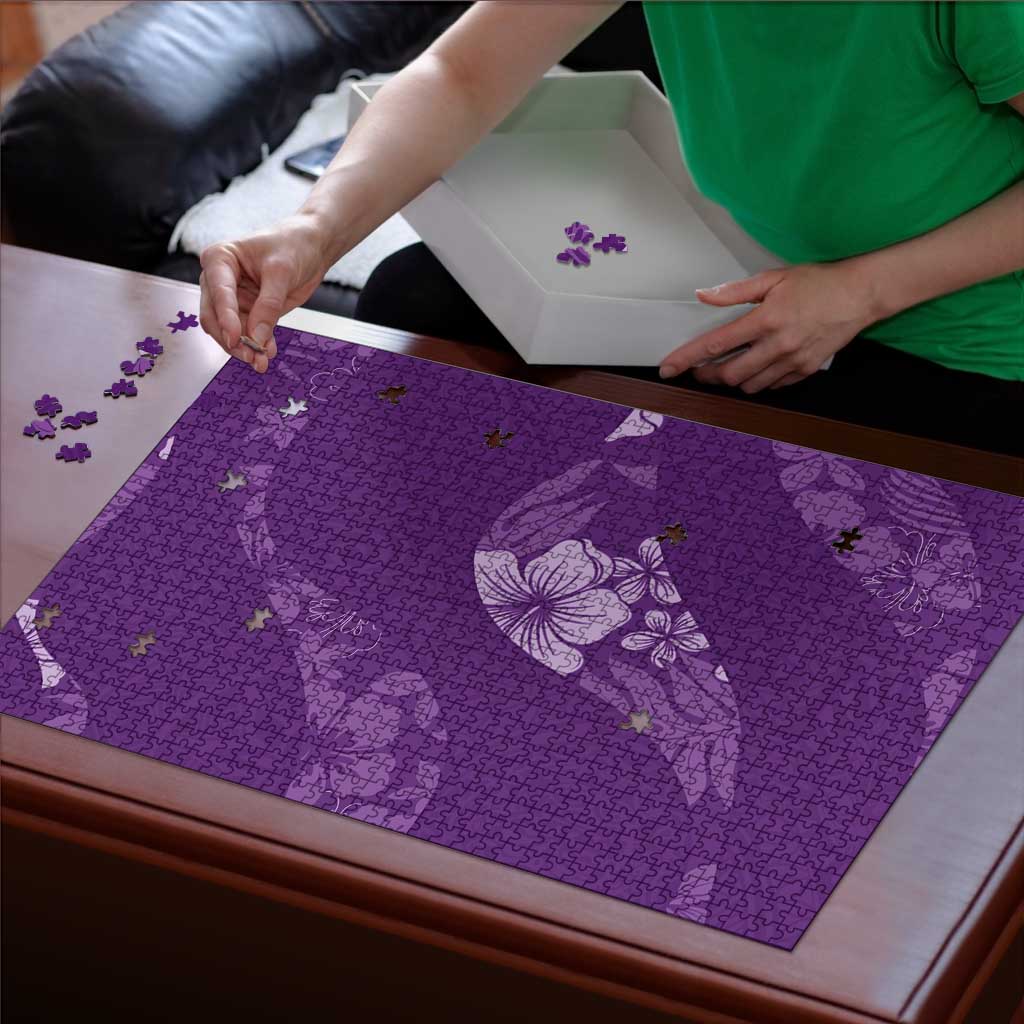 Aloha Hawaii Floral Tapa Puzzle Patchwork Violet - Polynesian Pride