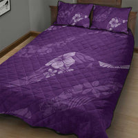 Aloha Hawaii Floral Tapa Quilt Bed Set Patchwork Violet - Polynesian Pride