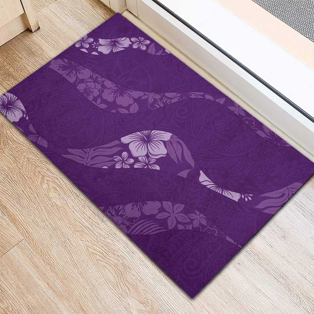 Aloha Hawaii Floral Tapa Rubber Doormat Patchwork Violet - Polynesian Pride
