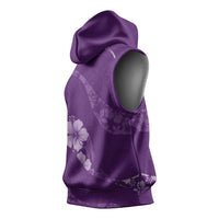 Aloha Hawaii Floral Tapa Sleeveless Hoodie Patchwork Violet - Polynesian Pride