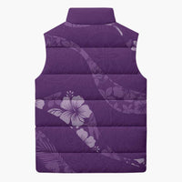 Aloha Hawaii Floral Tapa Sleeveless Puffer Jacket Patchwork Violet - Polynesian Pride