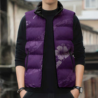 Aloha Hawaii Floral Tapa Sleeveless Puffer Jacket Patchwork Violet - Polynesian Pride