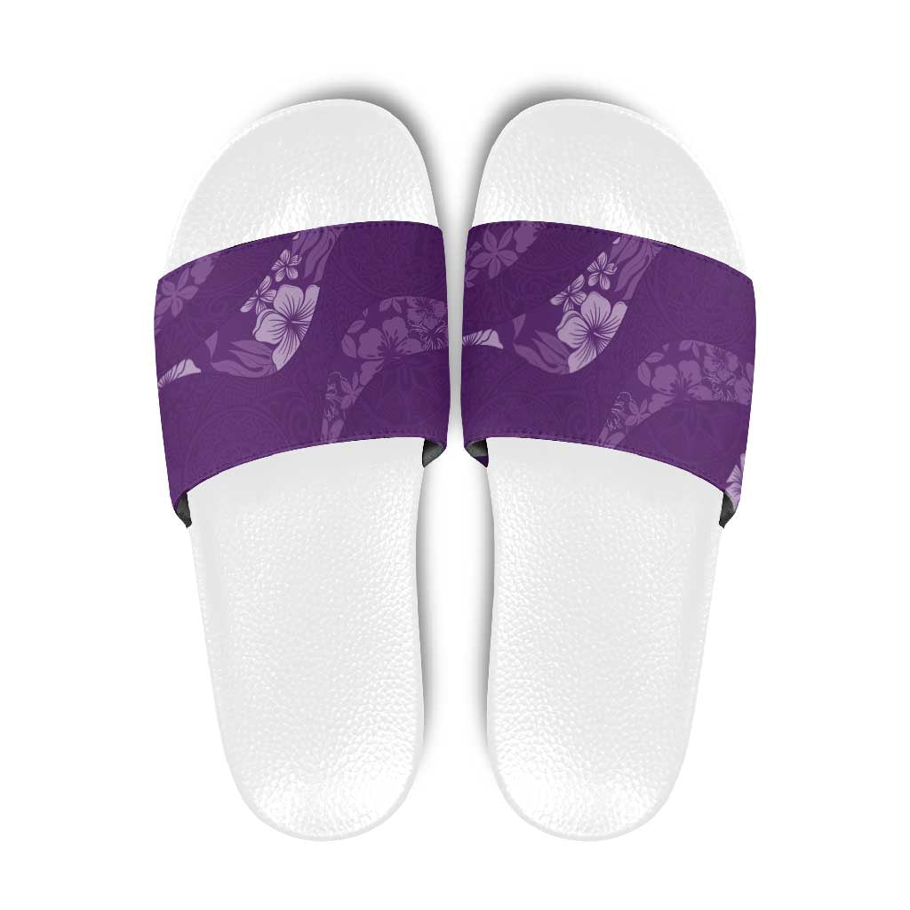 Aloha Hawaii Floral Tapa Slide Sandals Patchwork Violet LT7 Violet - Polynesian Pride