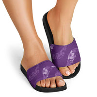 Aloha Hawaii Floral Tapa Slide Sandals Patchwork Violet LT7 - Polynesian Pride